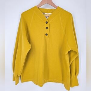 Madewell Waffle Knit Henley V-Neck Top, Sz XL